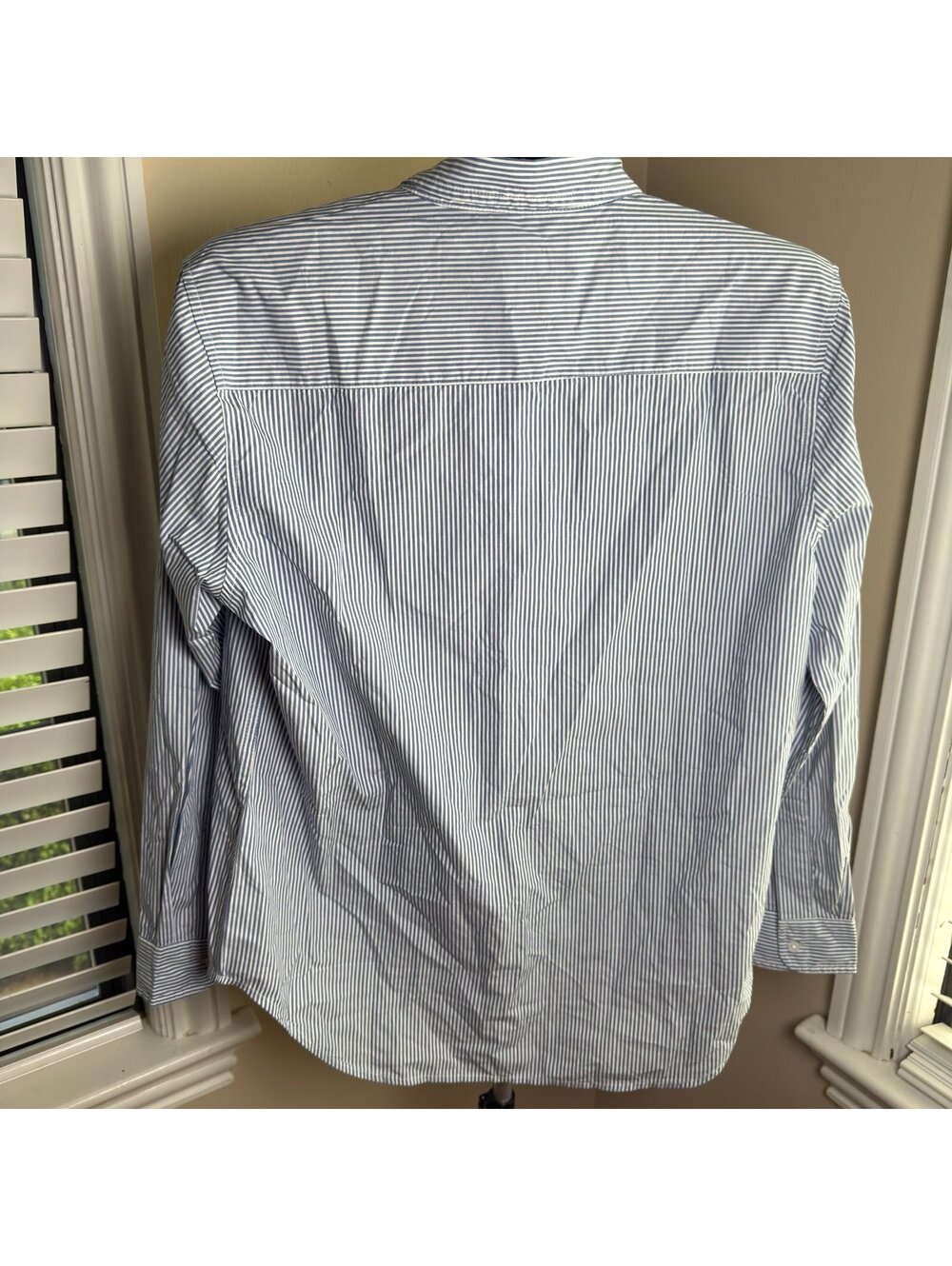 Quince 100% Organic Cotton Poplin Button Front Shirt Light Blue Stripe Large NWT - Picture 2 of 5